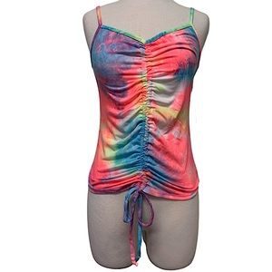 Tropical Ruched Tie-Dye Top